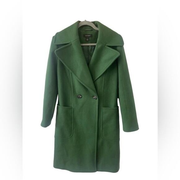 Halogen Womens Double Breasted Long Coat Overcoat Notch Collar Kelly Green S - Picture 2 of 13